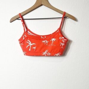 American Apparel Orange White Palm Tree Bikini Women Top Size Medium